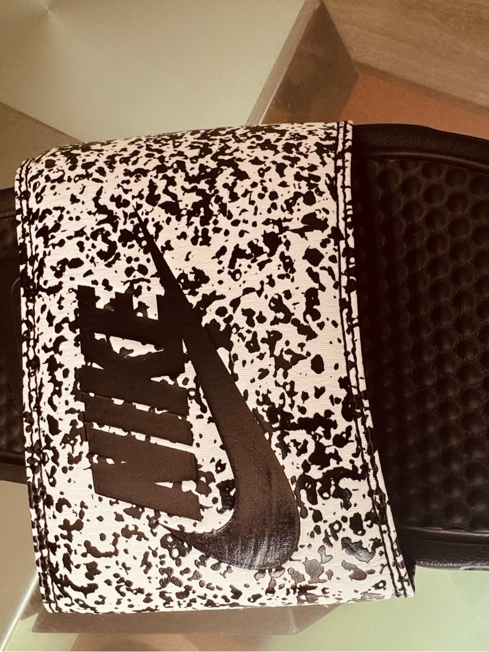 New Nike Black Textured Slide with White Size Label
